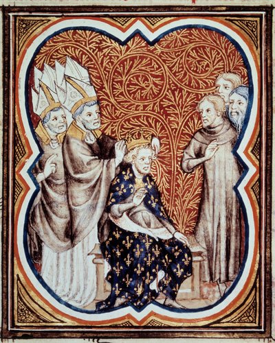 Le corre du roi Louis VI dit le Gros (1081-1137) Miniatura extraída de "Les grandes chronicles de France" de Jean Fouquet (1420-1481) Paris, B.N. do século XV. de Jean Fouquet