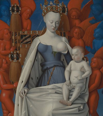 Madona rodeada de serafins e querubins, c.1450 (óleo sobre painel) de Jean Fouquet