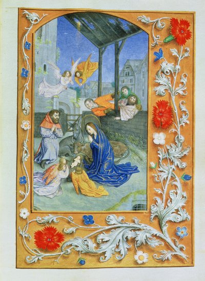 Ms 71 A Natividade, de Horas de Etienne Chevalier, c.1445 (pergaminho) de Jean Fouquet