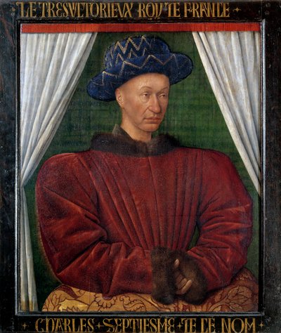Retrato de Carlos VII (1403-1461) Rei de França. Pintura de Jean Fouquet (1420-1481) de Jean Fouquet