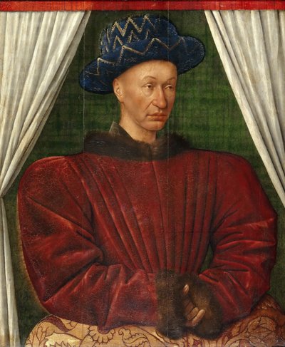 Retrato do rei Carlos VII da França, 1445-1450 de Jean Fouquet