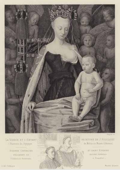 A Virgem e o Menino Rodeados de Anjos, c1450 de Jean Fouquet