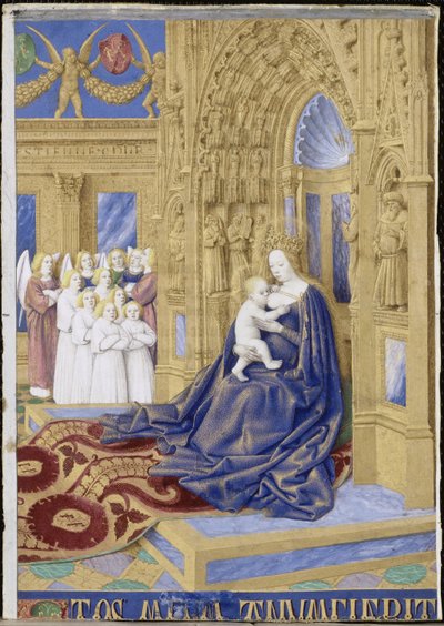 A Virgem e o Menino entronizaram as Horas de Étienne Chevalier de Jean Fouquet