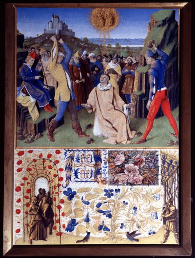 O martírio de Santo Estêvão por apedrejamento Miniatura tirada do "Livro de Horas de Etienne Chevalier" de Jean Fouquet (1420-1477/1481) de Jean Fouquet