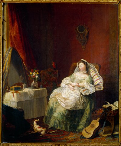 A Boa Nova Pintura de Jean Francois Colson (1733-1803) Século XVIII de Jean Francois Colson