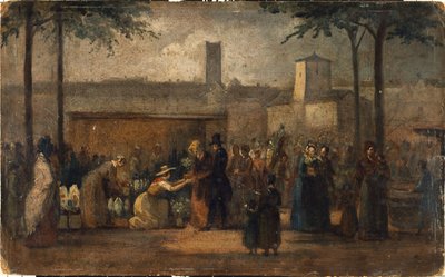 O Mercado das Flores, ca. 1839 (pintura) de Jean Francois Demay