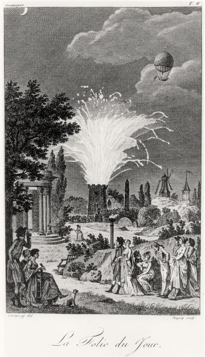 Show de fogos de artifício no Jardin de Tivoli, c.1826 de Jean Francois Garneray