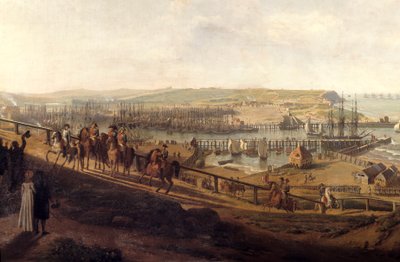 O imperador Napoleão I visitou o acampamento de Boulogne em julho de 1804 Detalhe. Pintura de Jean Francois Hue (1751-1823) 1804 Sol. 1,9x2,26 m de Jean Francois Hue