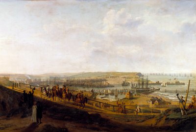 O Imperador Napoleão I visita o acampamento de Boulogne em julho de 1804 Pintura de Jean Francois Hue (1751-1823) 1804 Sol. 1,9x2,26 m de Jean Francois Hue