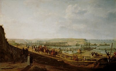 Napoleão I (1769-1821) visitando o acampamento em Boulogne em julho de 1804, 1806 de Jean Francois Hue