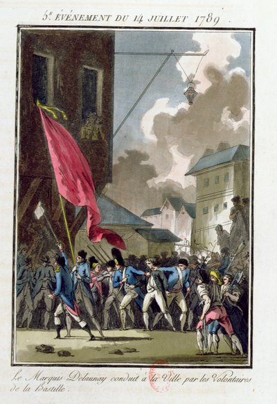 Marquês Bernard Rene Jordan de Launay (1740-1789) Governador da Bastilha conduzido ao Hotel de Ville em 14 de julho de 1789 de Jean Francois Janinet