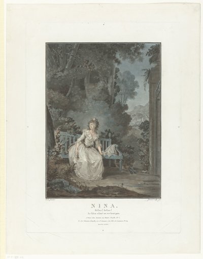 Retrato de Madame Dugazon Nina. Infelizmente! Infelizmente! A amada não volta (título no objeto) de Jean Francois Janinet