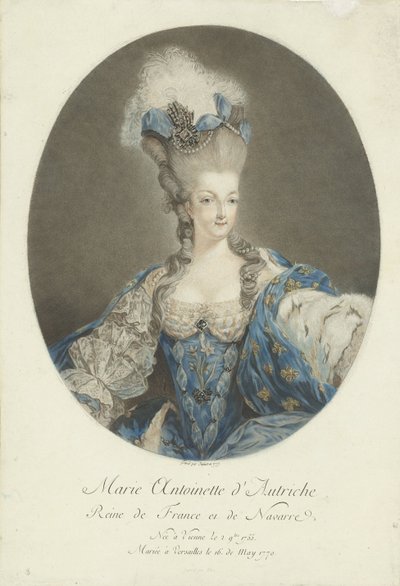 Retrato de Maria Antonieta Maria Antonieta da Áustria, Rainha da França e Navarra (título no objeto) de Jean Francois Janinet