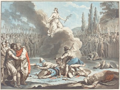 O Combate do Horatii e do Curatii, 1783. de Jean Francois Janinet