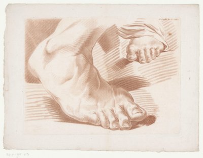 Dois pés
6.e Feuille du 5.e Cahier. (título sobre o objecto)
Composições com partes do corpo humano (título da série)
Cinquième Cahier de Principes de Dessein (título da série) de Jean Francois Janinet
