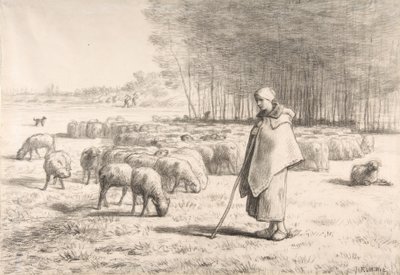 Uma pastora com seu rebanho de Jean Francois Millet