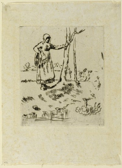 Uma rapariga a cuidar dos gansos de Jean Francois Millet