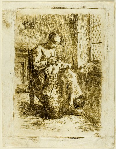 Uma mulher costurando de Jean Francois Millet