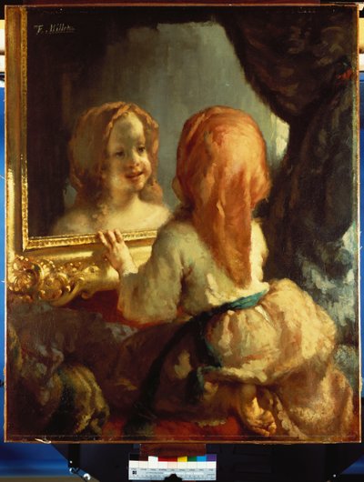 Antoinette Herbert olhando no espelho, c.1844 de Jean Francois Millet