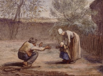 Primeiros Passos (giz e aquarela) de Jean Francois Millet