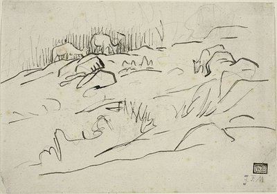 Landschaft mit Vieh von Jean-Francois Millet