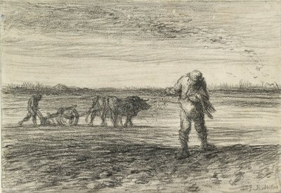 Lavoura humana e outra semeadura, 1849-1852 de Jean Francois Millet