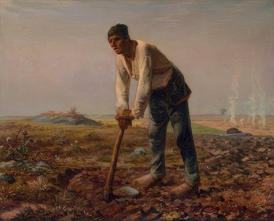 Homem com uma picareta. 1860-1862 de Jean Francois Millet