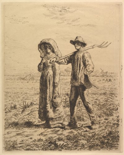 Camponeses indo para o trabalho, 1863. de Jean Francois Millet