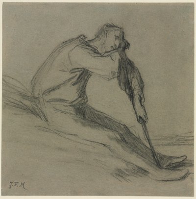 Camponês sentado descansando em uma enxada de Jean Francois Millet