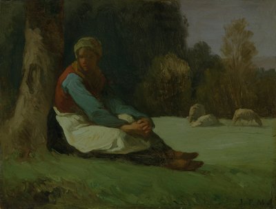 "Pastora sentada", c1850s de Jean Francois Millet