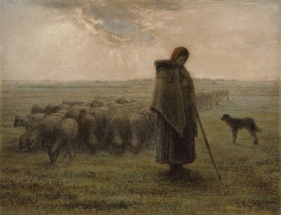 Pastora e seu rebanho, 1862-63 de Jean Francois Millet