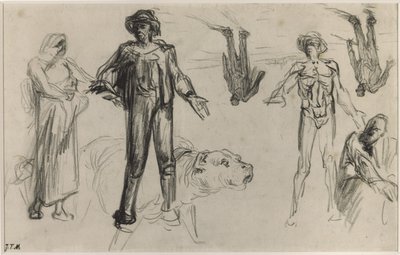 Estudos para o Harvesters Resting (conte crayon on paper) de Jean Francois Millet