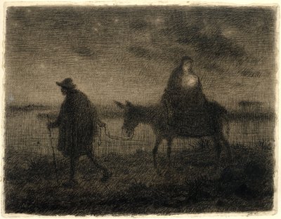 A fuga para o Egito, c.1864 de Jean Francois Millet