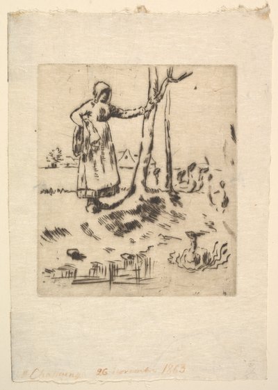 A menina do ganso, 1830-75. de Jean Francois Millet