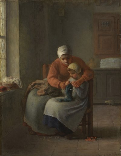 A lição de tricô, c.1860 de Jean Francois Millet