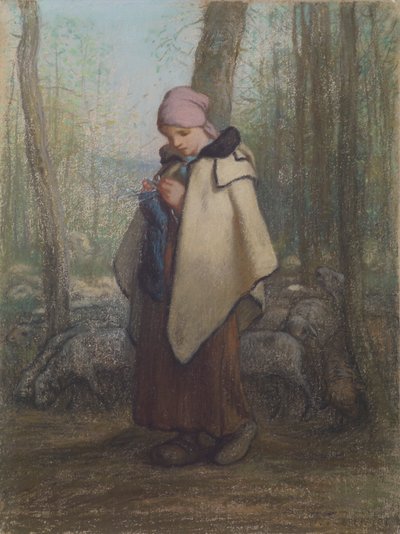 Die strickende Schäferin von Jean-Francois Millet