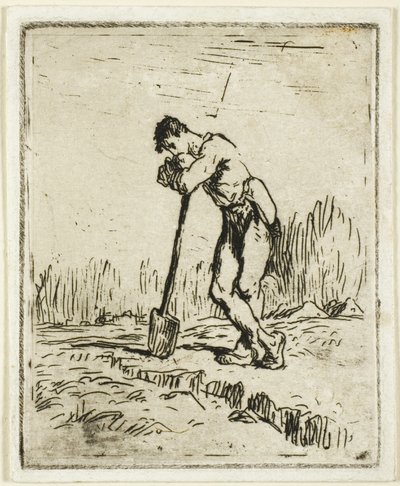 O homem apoiado em sua pá de Jean Francois Millet