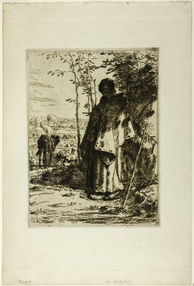 Die strickende Schäferin von Jean-Francois Millet