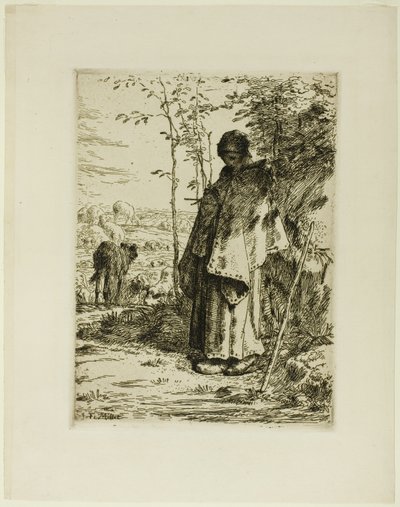 Die Schäferin beim Stricken von Jean-Francois Millet