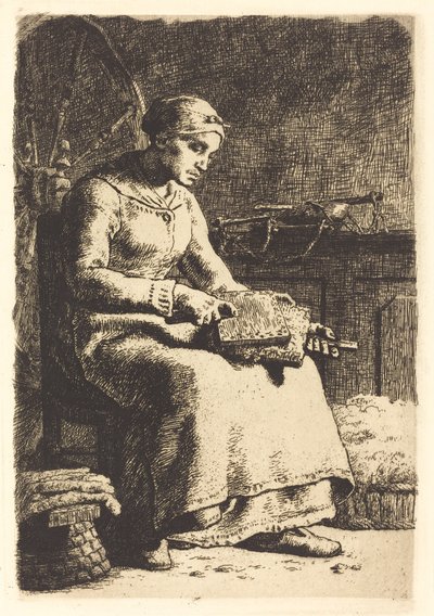 O cardador de lã (La cardeuse) de Jean Francois Millet
