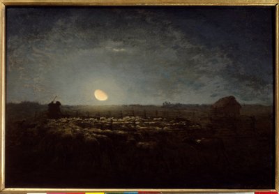 O parque de ovelhas, ao luar. Pintura de Jean Francois Millet (1814 - 1875) de Jean Francois Millet