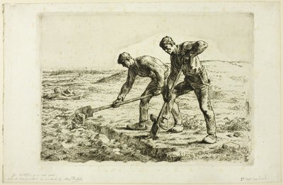 Dois homens cavando de Jean Francois Millet