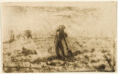 Frau hängt Wäsche auf von Jean-Francois Millet