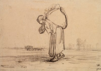Mulher carregando um saco nas costas, c1851-1855 de Jean Francois Millet