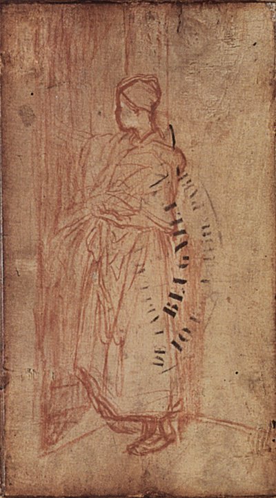 Jovem mulher tirando roupa de uma prateleira, c.1850-52 de Jean Francois Millet