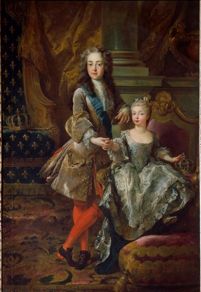 Retrato do Rei Luís XV (1710-1774) e sua noiva Maria Anne Victoire de Espanha (1718-1781), filha de Filipe V de Espanha Pintura de Jean François De Troy (1679-1752) Por volta de 1724 Florença, Palazzo Pitti de Jean François de Troy