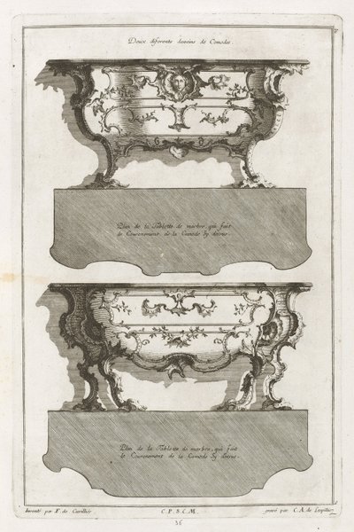 Livro de design diferente do Comodes de Jean François Cuvilliés