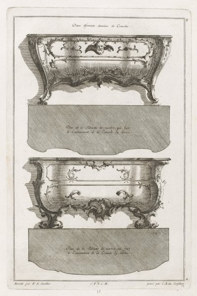 Livro de design diferente do Comodes de Jean François Cuvilliés