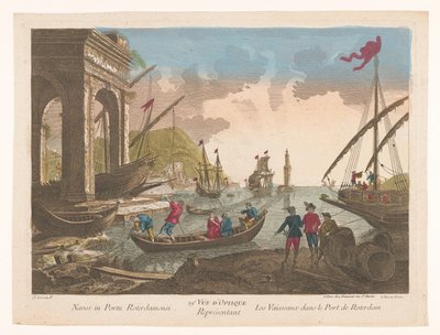 Gezicht op boten en schepen in de haven te Rotterdam
29ª Vista óptica dos navios no porto de Roterdão (título sobre o objecto) de Jean François Daumont
