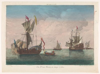 Paisagem marítima com navios e barcos num mar calmo
Marine en temps calme (título sobre o objecto) de Jean François Daumont